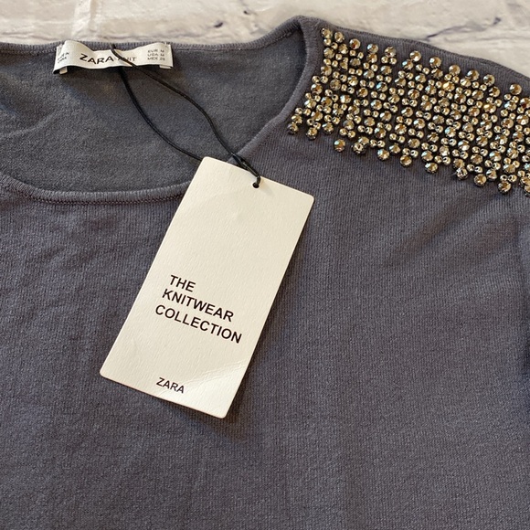 Zara Gray Studded Shoulder Top - Picture 3 of 13
